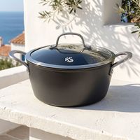 Panci Stok Aluminium Die Cast Heavy Duty Seri KS Chef 24cm, Panci Casserole Profesional Anti Lengket dengan Gagang Ergonomis