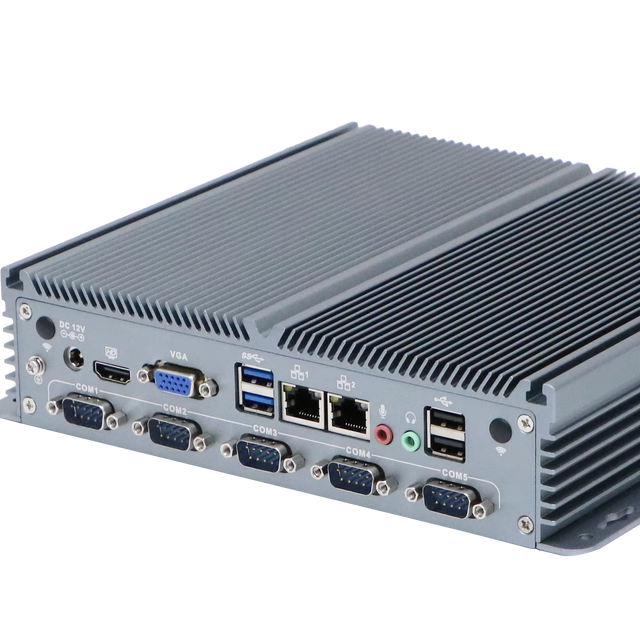 All-Aluminum Fanless in Tel Pentium J3710 Industrial PC 6COM RS232/485 VGA+ Dual Display 2 LAN for Industrial Automation