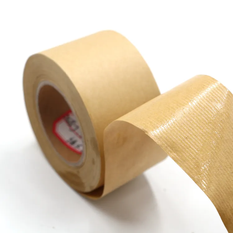 48mm*100m Wood Pulp Water Activated Packing Tape China Cinta de Embalaje de Cinta de Papel Kraft Gummed