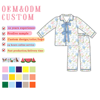 Grosir Set baju tidur musim dingin piyama katun motif bunga kustom Set baju tidur lengan panjang nyaman