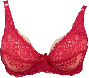 Bra wanita ukuran Plus 34-44 cup bra cup seksi renda tipis dengan cincin baja cup penuh untuk wanita