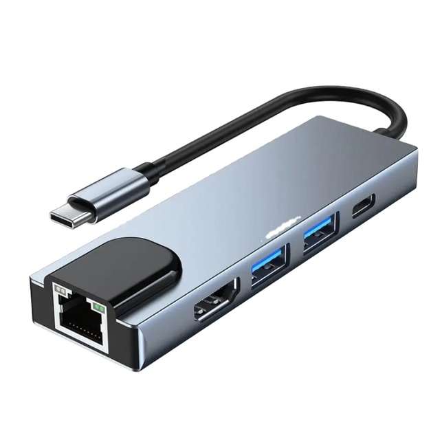 5 in 1 Docking Station USB Type C to Adapter Multiport Type-C Hub Dock with 4K PD USB 3.0 Gigabit Ethernet Hub