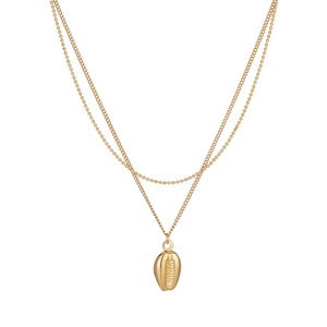 Collares de Joyería Fina con Textura Metálica Chapados en Oro de 18k, Collares con Colgante de Acero Inoxidable a la Moda para Mujeres/Hombres - Product Image 1