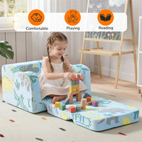 Mini canapé-lit pliable 2-en-1 en peluche pour enfants, confortable et compact, en polyester, pour lecture, 2-7 ans, unisexe, chambre, salon