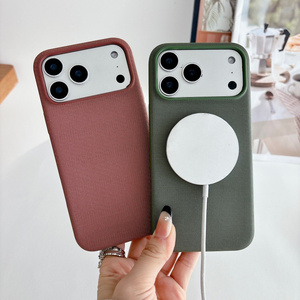 เคสโทรศัพท์มือถือแม่เหล็ก Original TechWoven สำหรับ iPhone 17 16 Pro Max แบรนด์ดีไซเนอร์ ผ้าลินินเนื้อสัมผัสพิเศษ ปุ่มแม่เหล็ก Ai ฝาหลัง - Product Image 3