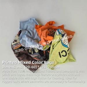 Trapos de limpieza económicos mixtos de algodón reciclado estampado, trapos de algodón para limpieza de residuos. - Product Image 2