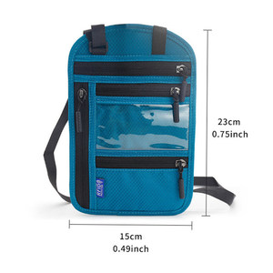 Fábrica al por mayor ajustable viaje cuello pasaporte titular bolsa transpirable tela de nailon RFID bloqueo viaje cuello cartera - Product Image 2