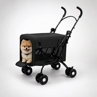 Poussette pliable pour animaux de compagnie, légère (5 kg), sac de transport amovible, 4 roues avec amortisseurs, logo/couleur personnalisés OEM