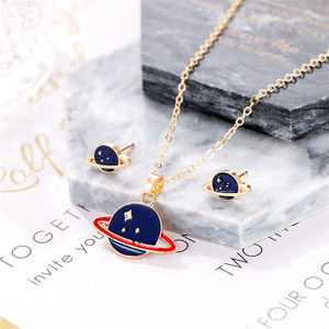 Trendz de la moda al por mayor de joyería de los niños <span class=keywords><strong>Planeta</strong></span> Azul pendientes <span class=keywords><strong>salvaje</strong></span> estrella redonda conjunto de joyas - Product Image 5