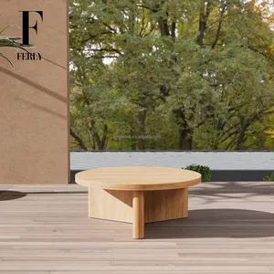 FERLY Modern Customized OEM Solid Wood Teak Outdoor Garden Furniture Round Table Wood Coffee Table For Garden