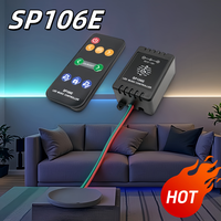 Contrôleur RF universel CE certifié SP106E 6A DC5-12V avec microphone intégré pour bande LED RGB, télécommande 15M