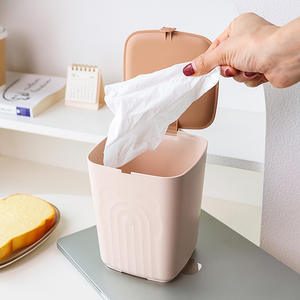 Office desktop trash can with lid creative for home bedside desktop <b>storage</b> bucket living room garbage <b>basket</b> <b>storage</b> box - Product Image 3