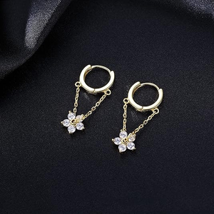 Pendientes <span class=keywords><strong>de</strong></span> Aro Colgantes <span class=keywords><strong>de</strong></span> <span class=keywords><strong>Plata</strong></span> <span class=keywords><strong>de</strong></span> Ley 925 con Diseño <span class=keywords><strong>de</strong></span> Flor, para Mujeres y Adolescentes, Joyería al por Mayor - Product Image 5
