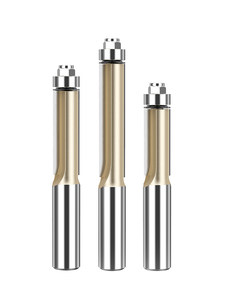 Fresa CNC <span class=keywords><strong>de</strong></span> carburo <span class=keywords><strong>de</strong></span> doble filo con rodamiento y vástago <span class=keywords><strong>de</strong></span> 1/2 y 1/4 pulgada para tallado y fresado <span class=keywords><strong>de</strong></span> madera - Product Image 1