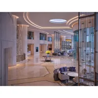 Ensemble de mobilier de restaurant moderne rembourré pour café et hôtel : banquette, table et chaises pour hôtels