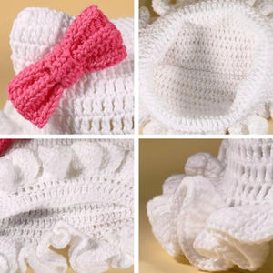 SOLPOP <span class=keywords><strong>Chapeau</strong></span> Bob en Crochet Fait Main pour Femme, avec Oreilles de Chat Découpées, Bord Volanté, <span class=keywords><strong>Chapeau</strong></span> Tricoté Creux, Casquette de Pêcheur avec Nœud - Product Image 5