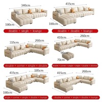 Sofás de Cuero Blanco Crema Modernos de Alta Gama para Sala de Estar, Venta al por Mayor, Muebles de Sala de Estar, Juego de Sofás Seccionales
