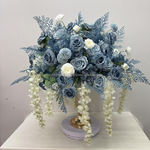 Decoración DE BODA suave, arreglo de flores de seda azul, rosas artificiales, flores florales, centros de mesa - Product Image 5