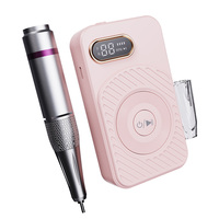 Lime à ongles électrique rechargeable portable professionnelle 45000 tr/min Faible bruit Vitesse réglable Affichage LCD du nombre de tr/min 6 têtes