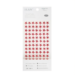 Adesivi con strass a forma di stella rossa Ilan, circa 10 mm, circa 77 pezzi, brillanti pegatinas - Product Image 1