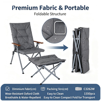 Chaise de camping pliante avec repose-pieds et accoudoirs pliables, chaise inclinable pour extérieur, pêche, balcon