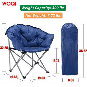 Fauteuil pliant Woqi Moon Chair bleu marine, structure en aluminium, tissu Oxford, avec porte-gobelets et poche arrière. - Product Image 5