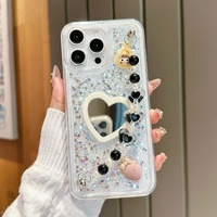 GOINGOO Coque de téléphone portable antichoc en TPU personnalisée, motif dessin animé, paillettes, miroir, perles, style streetwear