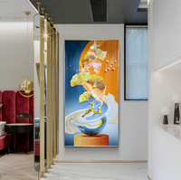 Nouveau design de peintures murales abstraites en verre de luxe Art Home Decor Tree Crystal Porcelain Painting avec LED