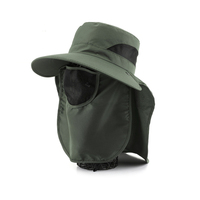 Chapeau de pêcheur à large bord avec protection solaire intégrée, couleur unie, pour les sports de plein air et les sorties quotidiennes