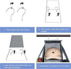 ที่เก็บกระเป๋า/กระเป๋าถือแบบแขวน 10 ช่อง ทำจาก PVC ผ้าไม่ทอ 5 ชั้น พับได้ ประหยัดพื้นที่ สำหรับตู้เสื้อผ้าในบ้าน ทันสมัย - Product Image 6