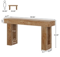 Table console convertible en bois de 63 pouces de long pour le salon, l'entrée, derrière le canapé, meubles de maison modernes