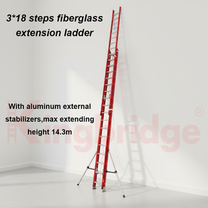 Échelle télescopique industrielle en fibre de verre <span class=keywords><strong>isolée</strong></span> non conductrice KINGBRIDGE FRP 3*18 marches, conforme aux normes EN131, EN61478 et ANSI-ASC 14.5 - Product Image 2