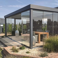 Véranda à toit plat, structure en alliage d'aluminium, verre trempé, maison préfabriquée pour villa, jardin, patio