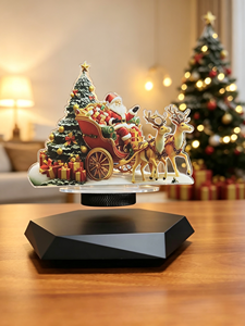 Traîneau du Père Noël à lévitation magnétique avec rennes, ornement de bureau en acrylique, décoration de table de Noël pour la maison, fêtes de fin d'année - Product Image 6