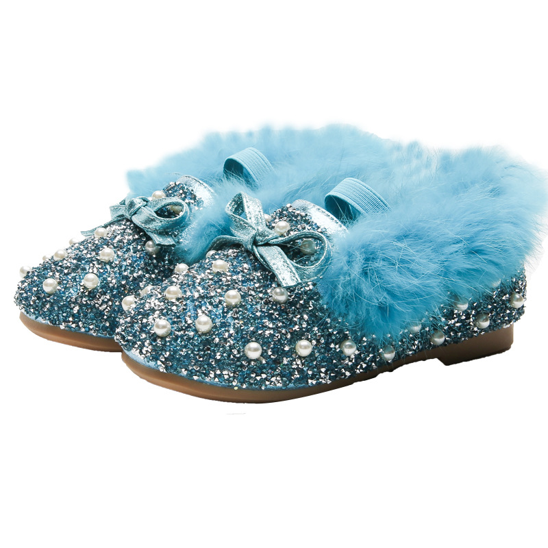 Hot sale girls slippers set foot warm and velvet Christmas party show peas shoes