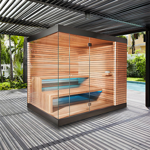 Outdoor gehärtetes Glas Massivholz 3 Personen Traditionelle Massage Sauna Kamer zum Verkauf 1 Jahre Saunen Interiores Para 12 Personas - Product Image 4