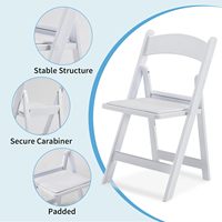 Chaises pliantes en résine, lot de 4, avec assise rembourrée en vinyle, pour intérieur et extérieur, événements, fêtes, mariages - Blanc