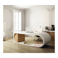 Bureau de bureau de luxe moderne de haute technologie, conception Unique de Table d'ordinateur de patron en pierre artificielle