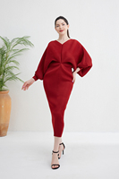Miyake 2025 modeste robe plissée en Satin jaune pour femmes col en v grande taille robe de soirée église taille libre ordre conception respirante