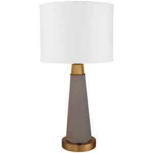 Lámpara de mesa de cerámica amarilla de mediados de siglo | Lámpara de sombra blanca con base Ovalada para decoración de sala de estar y dormitorio - Product Image 6