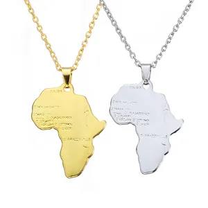 Модное Очаровательное ожерелье в стиле хип-хоп, африканская бижутерия, подарок для женщин и мужчин, модное ожерелье с подвеской в виде карты Африки, 30 мм * 37 мм
