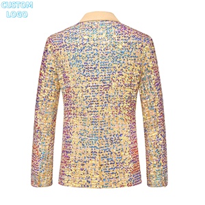 بدلة رجالية مطرزة بشعار مخصص من قطعتين سترة رجالية بدلات فاخرة لحفلة موسيقية للرجال بذلة زفاف مناسبة للجسم - Product Image 4