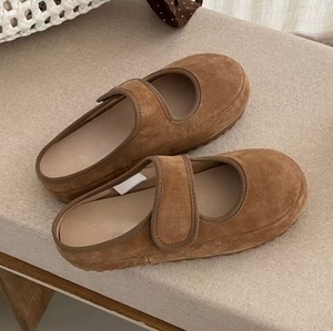 Pantacourts de marque de luxe décontractés avec fermeture Velcro, chaussures Bock, pantoufles paresseuses en daim marron foncé à semelle épaisse - Product Image 4
