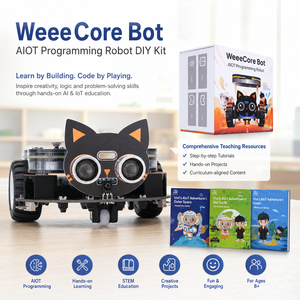 WeeeCore Bot创新AI IoT编码学习玩具，带ESP32 STEM教育绘制机器人语音控制兼容划痕Python - Product Image 6