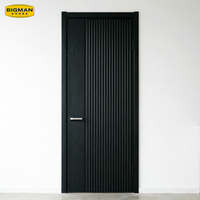 Porte intérieure américaine en bois massif, pré-montée, étanche, au design moderne à lattes verticales, pour maisons résidentielles