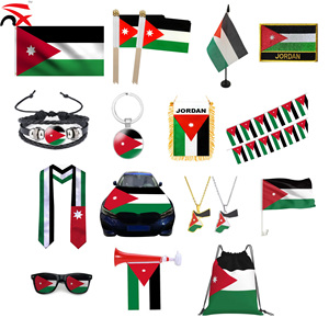 Accessoires pour supporters du drapeau national <span class=keywords><strong>de</strong></span> la Jordanie : Bracelet, Lunettes <span class=keywords><strong>de</strong></span> soleil, Housse <span class=keywords><strong>de</strong></span> capot <span class=keywords><strong>de</strong></span> voiture, <span class=keywords><strong>Sac</strong></span> à cordon, Fanion pour les matchs sportifs - Product Image 2