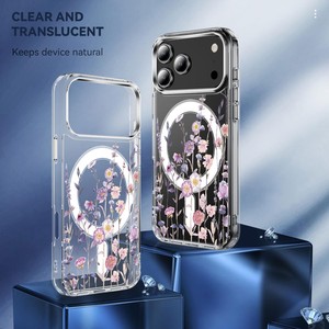 เคสโทรศัพท์ใสพิมพ์ลายดอกไม้ UV คุณภาพสูง Senyork พร้อมแม่เหล็ก สำหรับ iPhone 17 pro max 16 15 14 13 12pro - Product Image 2