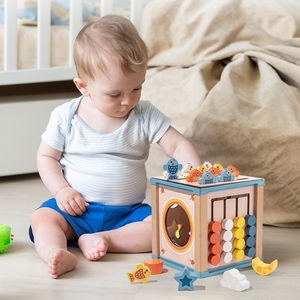 Blocs <span class=keywords><strong>de</strong></span> trieur <span class=keywords><strong>de</strong></span> forme <span class=keywords><strong>de</strong></span> labyrinthe <span class=keywords><strong>de</strong></span> perles sûres pour bébé jeu <span class=keywords><strong>de</strong></span> pêche <span class=keywords><strong>Cube</strong></span> d'activité 9 en 1 jouets Montessori en bois - Product Image 6