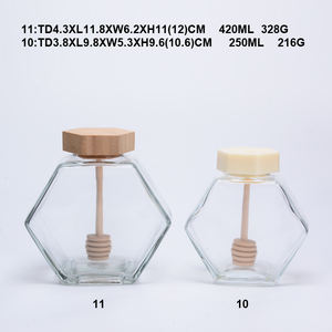 Pot à <span class=keywords><strong>miel</strong></span> hexagonal vide en verre <span class=keywords><strong>de</strong></span> haute qualité avec couvercle en bambou - Product Image 6