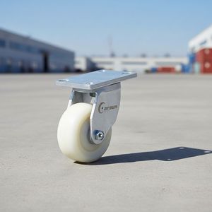 Roulettes industrielles ultra-résistantes de 4 pouces en nylon blanc, pivotantes, résistantes aux chocs, avec plaque, personnalisables OEM, à billes en acier - Product Image 1
